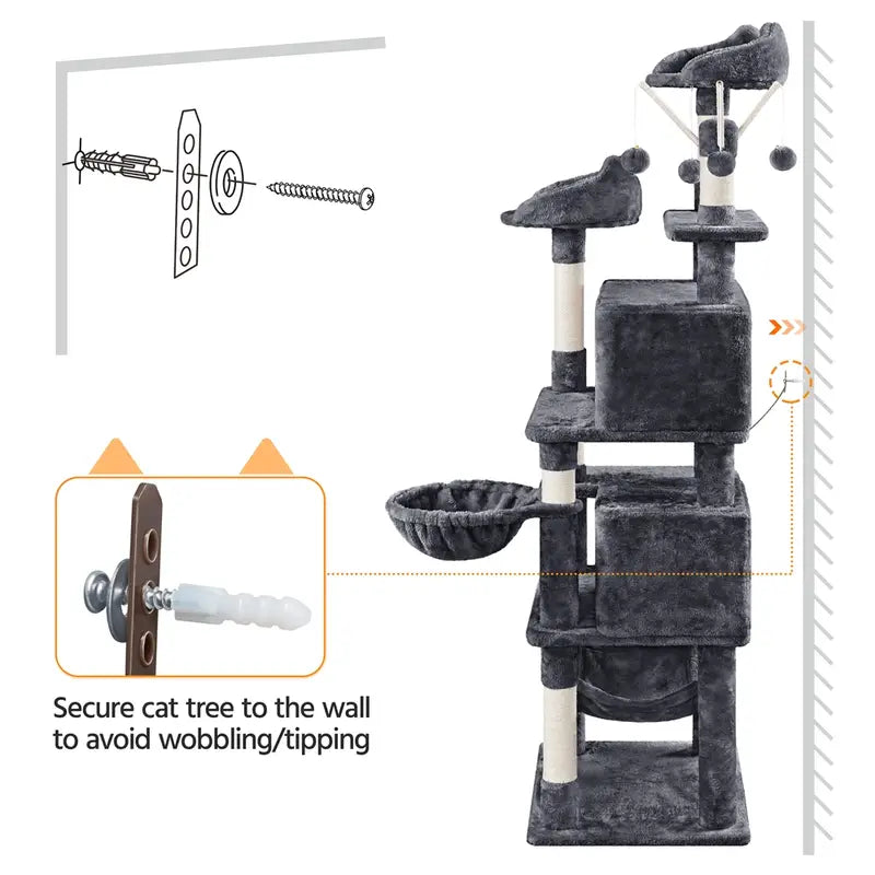 Yaheetech 170cm Cat Tree Tower Multilevel Cat Play House