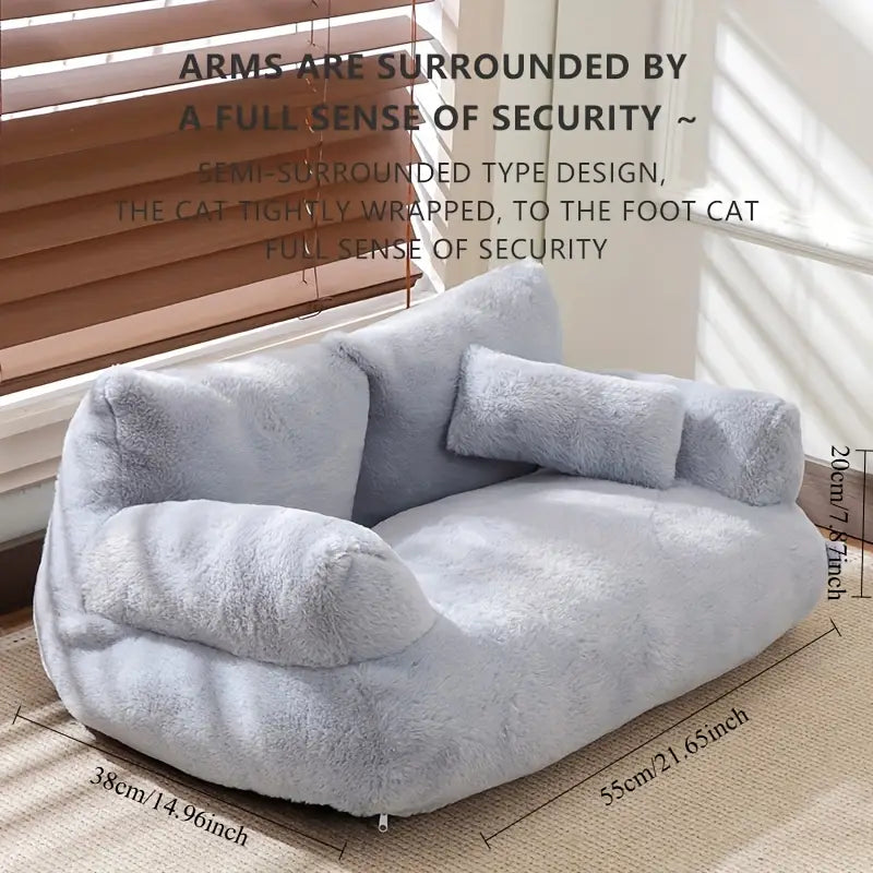 Gray Cat Sofa Bed - Detachable All-Season Pet Furniture